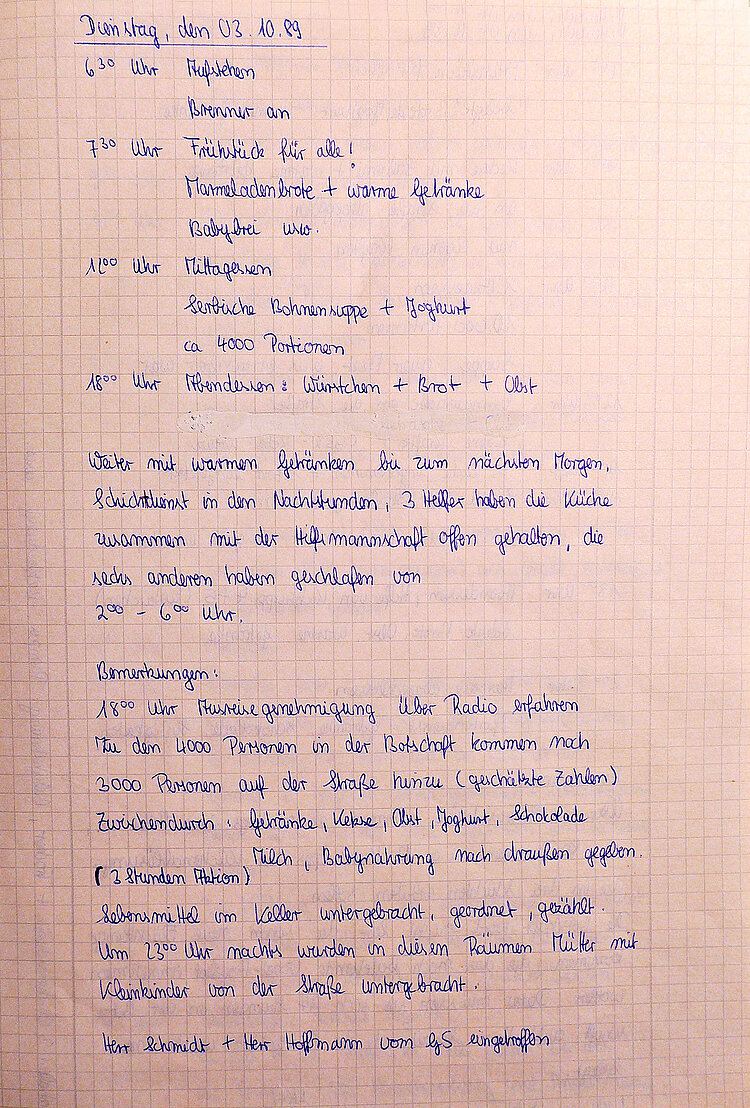 Tagebuch einer Rotkreuzhelferin über ihren Einsatz als Köchin in der Prager Botschaft, Rotkreuz Museum vogelsang ip